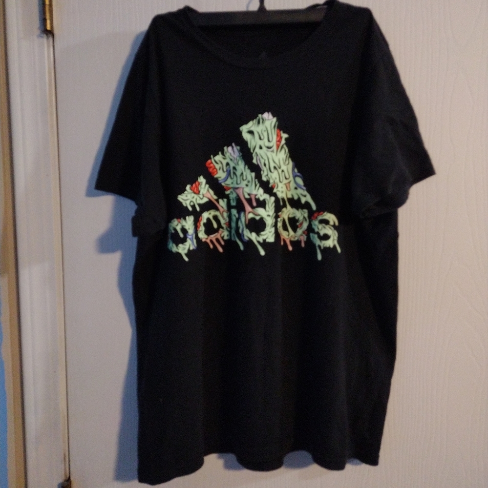 Adidas, Size S, Black Printed T-shirt